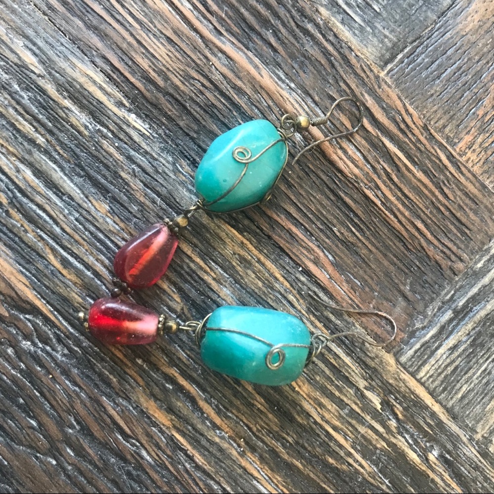 Vintage type beaded dangle earrings